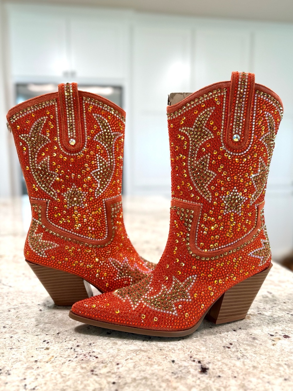 AZALEA WANG WOMEN'S ORANGE "SCOTT" WESTERN BOOTIES Cowboy Boots "NWT" - Picture 13 of 17